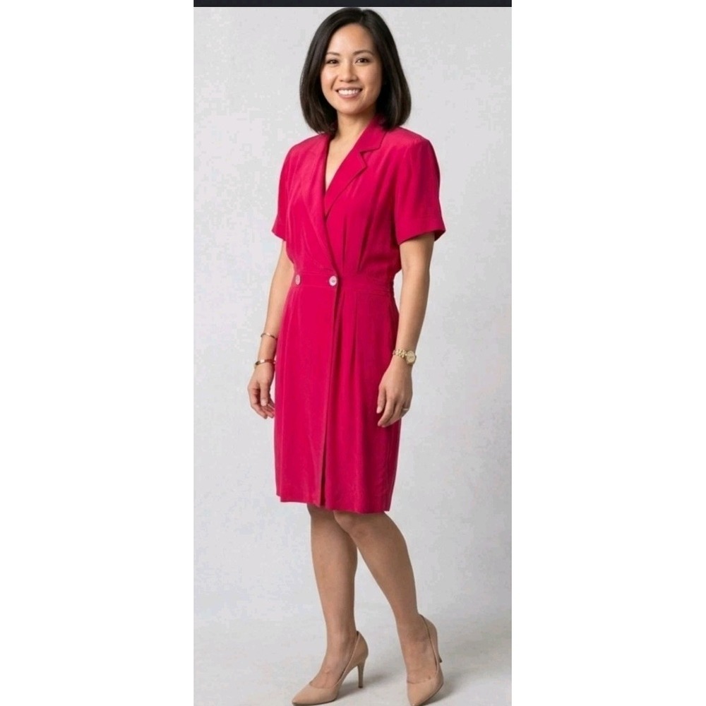 Vintage Robbie Bee Petite 100% Silk Blazer Dress Size 4P 80s 90s - Flaw